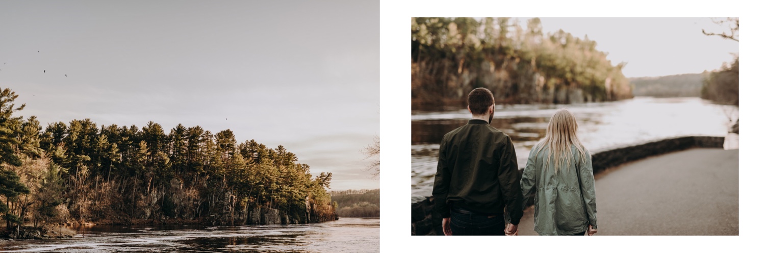Taylors falls engagement photos by the St.Croix River. 