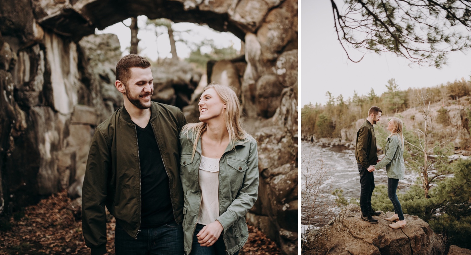 Taylors falls engagement photos by the St.Croix River.