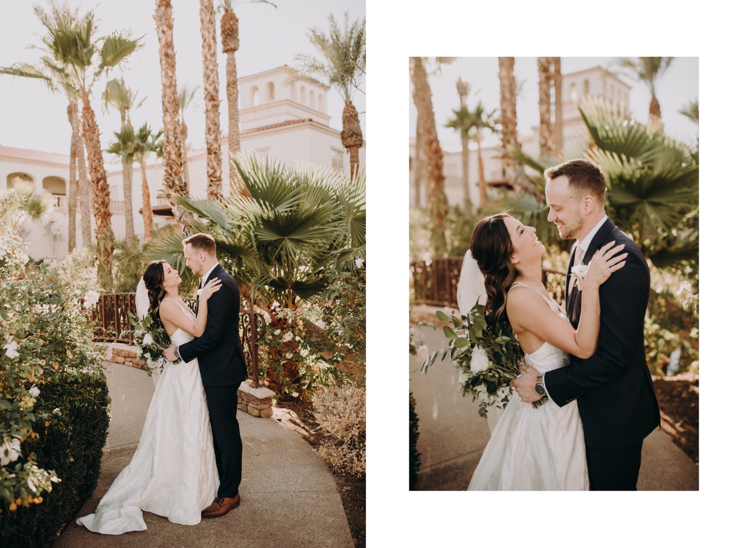 Emotional bride and groom photos - spring wedding in Las Vegas. Wedding at reflection bay golf club in henderson nevada. 
