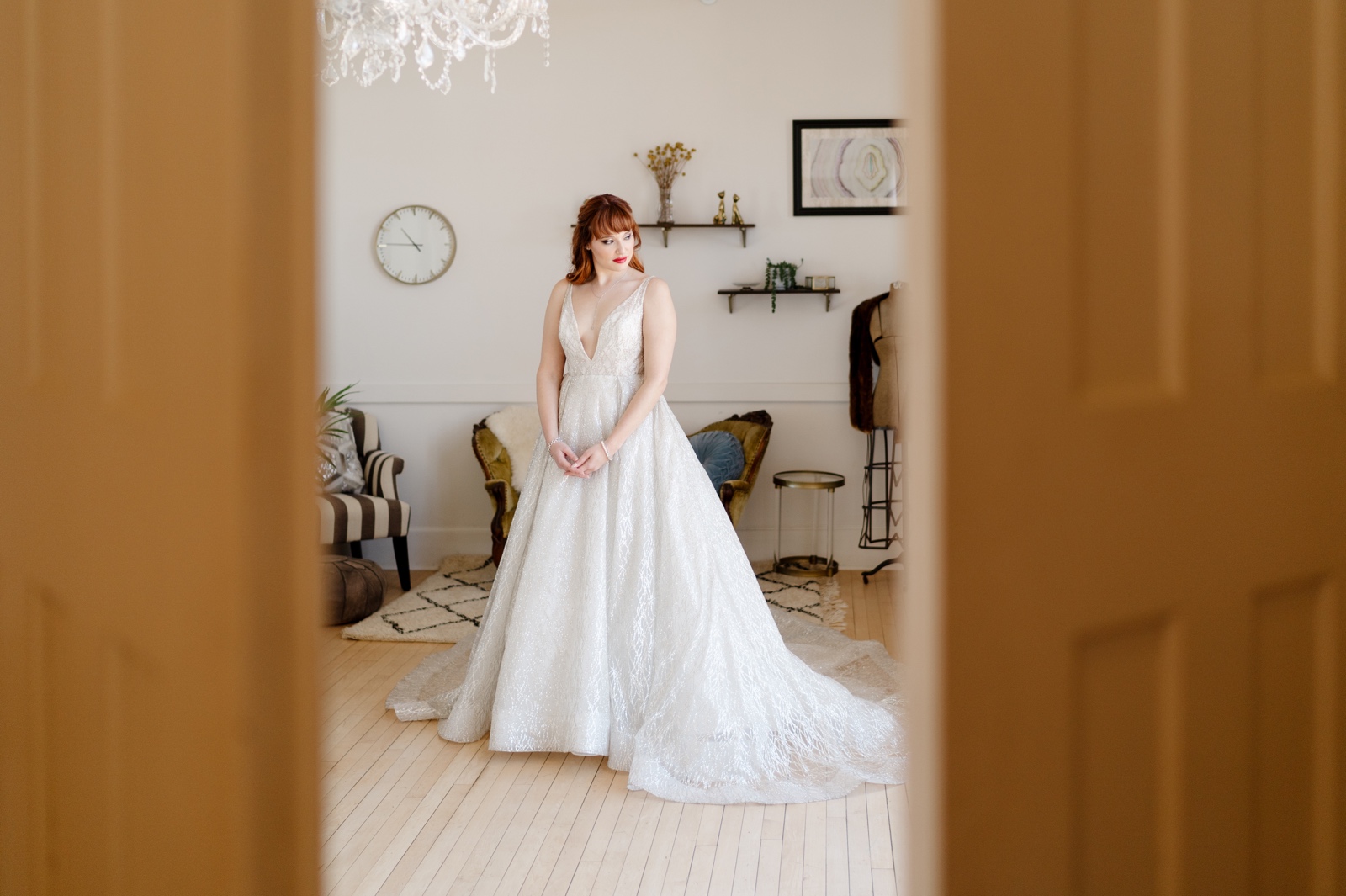 Bride Getting ready at capitol room in St.Peter Minnesota