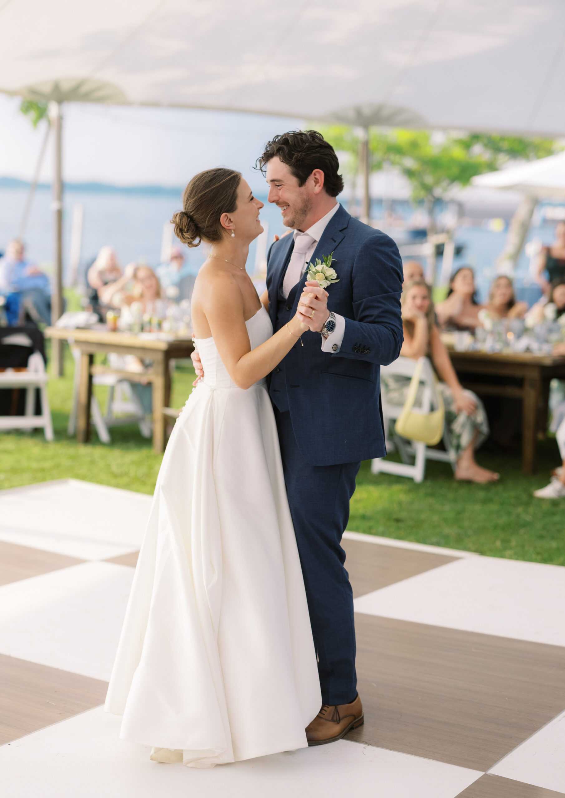 bride dancing with groom at minnetonka yacht club wedding