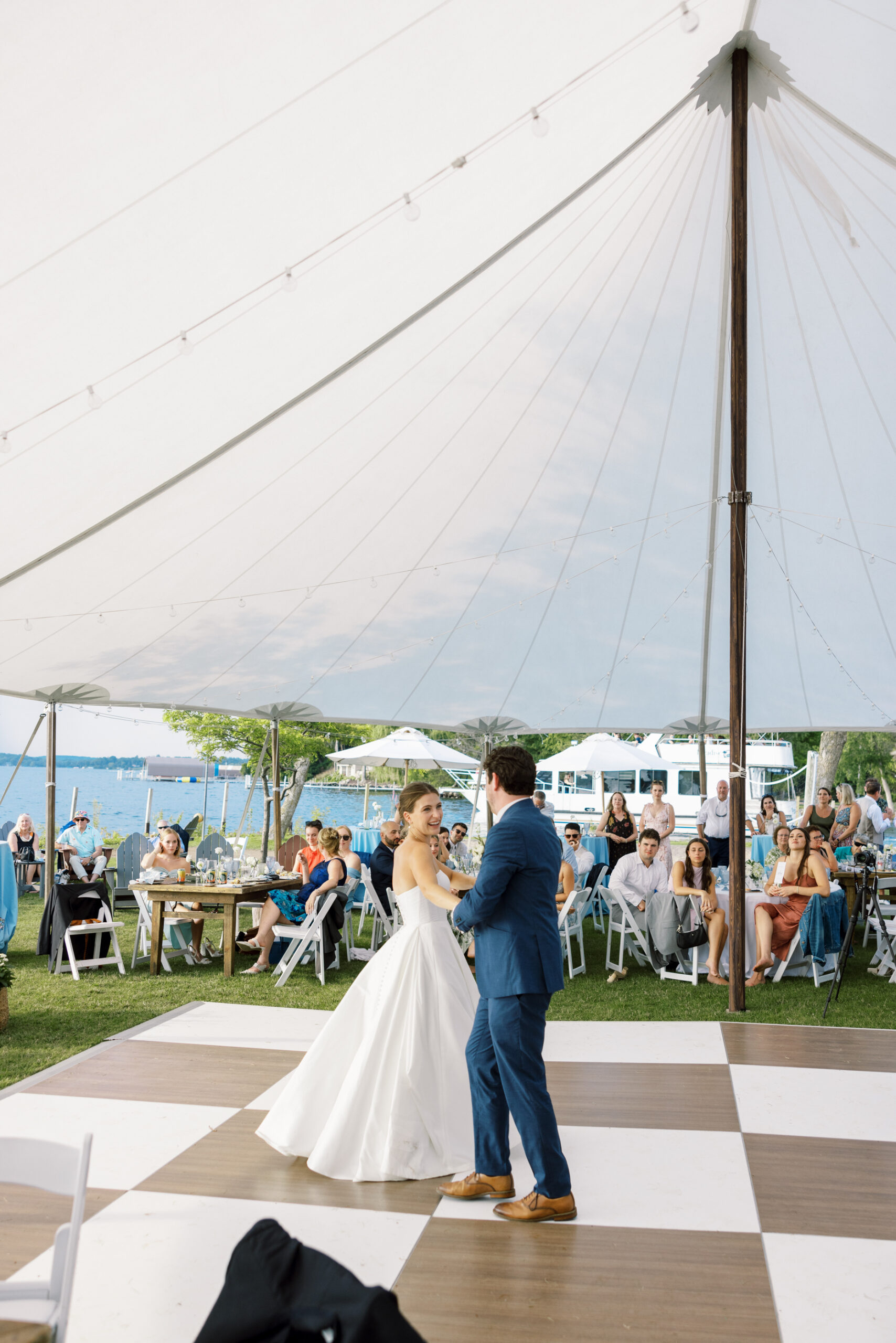 bride and groom first dance at minnetonka yacht club