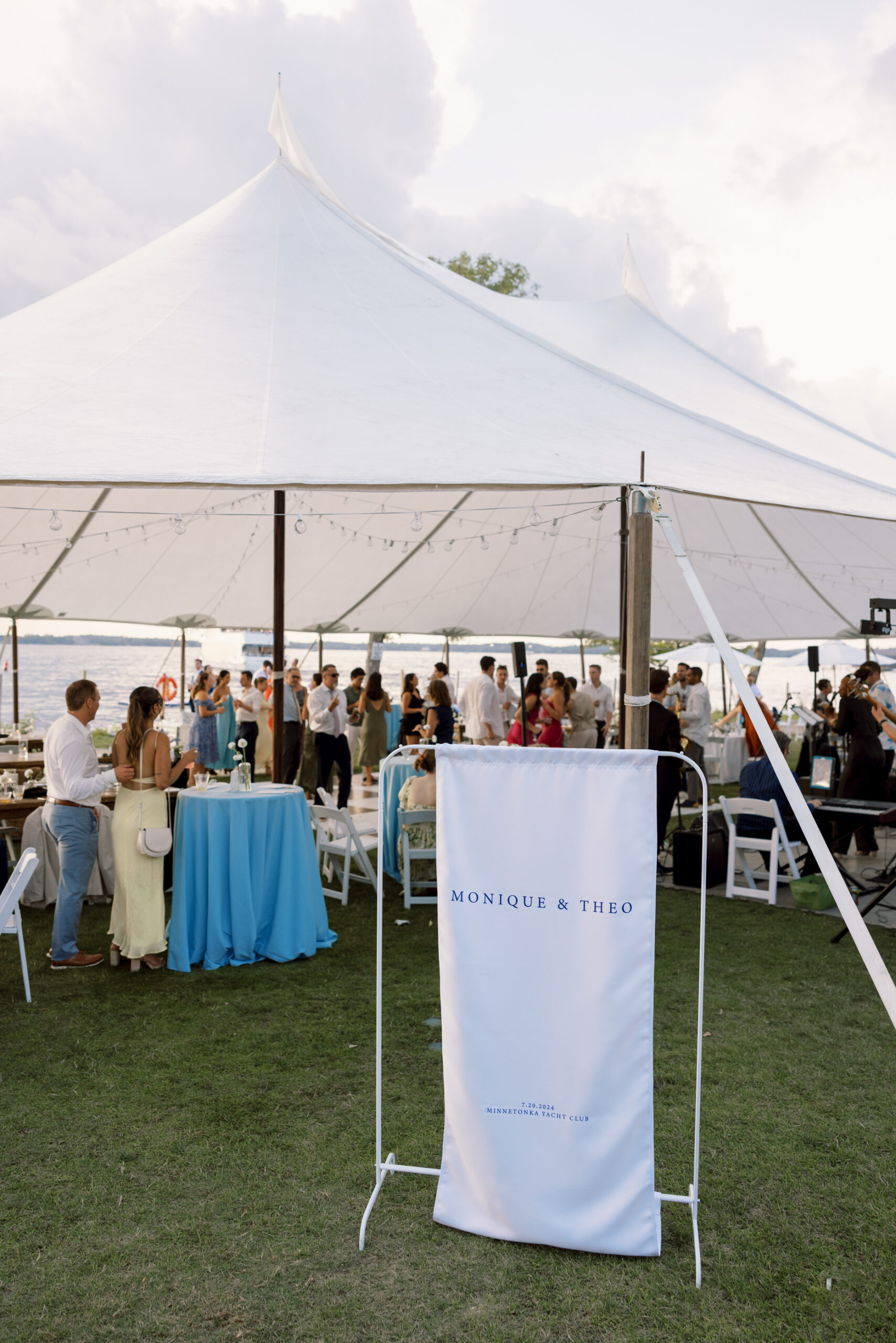 wedding sign in front of reception at minnetonka yacht club