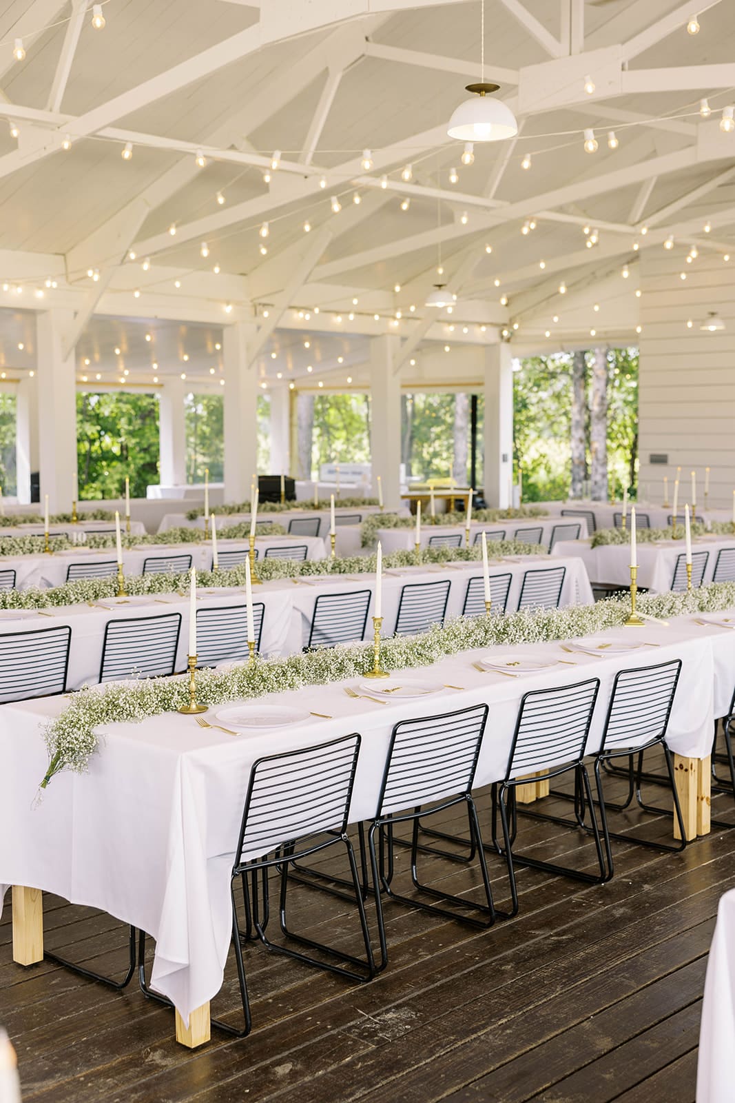 A wide Table details photo at a summer wedding reception at Ivory North in Mora, MN. 